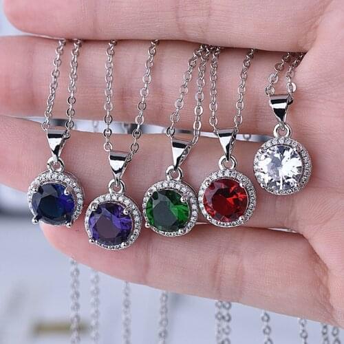 MENGYI Simplicity Classic 9 2 5 Pendant Necklace Multicolor Round Zircon Pendant For Women Valentines Day Gift Party Jewelry