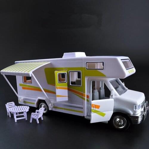 1:32 RV Car Furniture Mounted More Doors Open Sound and Light Back to the Alloy Force of Car Models Children Diy Play House Toys