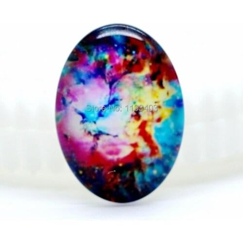 10pcs 18X25mm 30X40mm Oval Glass beads already glued on the image base setting-(Star bright)-(HPGC-8215)