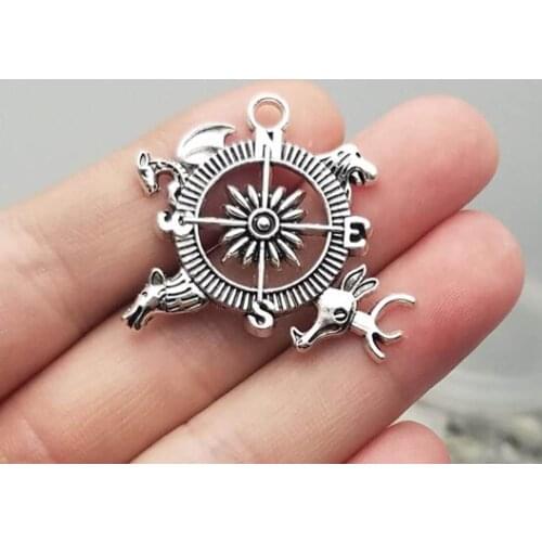 10pcs/lot--26x32mm, Compass cham,Antique silver plated compass charms,DIY supplies,Jewelry accessories