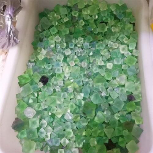 1000g Natural Green Fluorite Bulk Crystal Octahedrons Rock Specimen 2.2lb