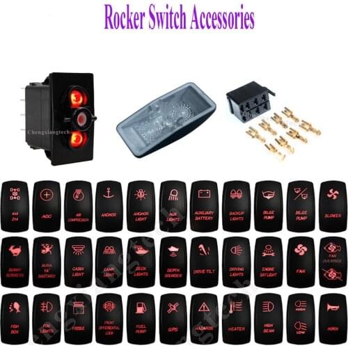 20Pcs / lot , Car Boat On Off, On Off On, (On) Off On ...Red Led Switch Base 3P, 4P, 5P for 12v 24v Arb Narva Rocker Switch