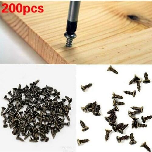 200pcs Micro Screws Countersunk Self-tapping Small Screw Phillips Cross Bolts Wood Screws M2 M2.5 6/8/10mm Flat Head Fit Hinges