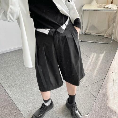 2021 Summer Korean style simple solid color suit Shorts Men casual loose wild suit shorts size S-XL