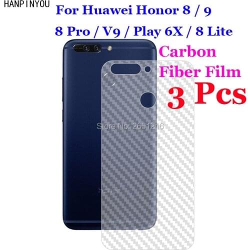3 Pcs/Lot For Huawei Honor 8 9 Lite Pro V9 Play 6X 3D Non-slip Clear Carbon Fiber Back Film Screen Protector Protective Sticker