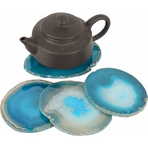 7-8 cm Agate Slice Gems Crafts Pad Coaster Cup Mug Glass Hot Beverage Holder Pad Quartz Geode Onyx mat Irregular Unique Decor