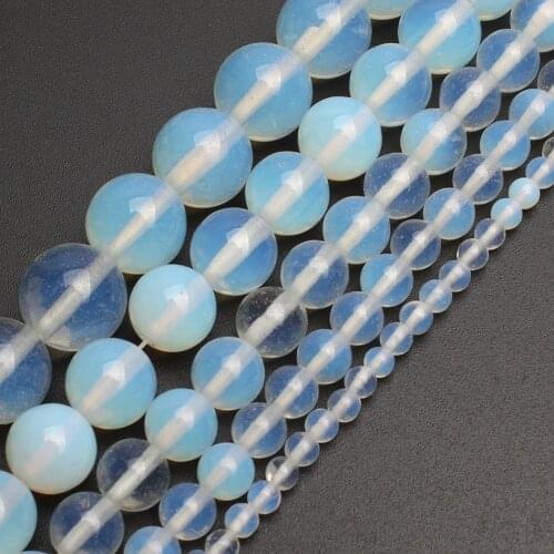 Natural Stone White Opalite Opal Loose Beads 15'' Strand Pick Size 4/6/8/10/12mm Diy Bracelet Necklace Jewelry Making