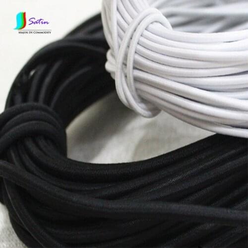 Black White Round Elastic Band Crude Elastic Rope Stranded Rubber Band DIY Handmade Sewing Webbing S0004N