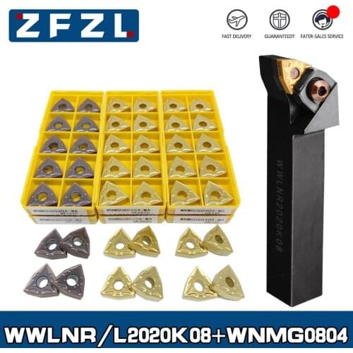 1pc WWLNR WWLNL Lathe tool holder WWLNR2020K08 WWLNL2020K08 +10pcs Carbide inserts WNMG080404 WNMG080408 VP15TF UE6020 US735