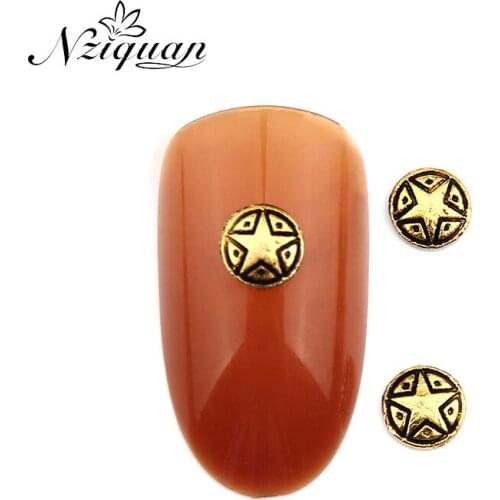2020NZIQUAN 20pcs/box geometric bronze 3D graphics metal nail art decoration mosaic accessories DIY accessories nail art