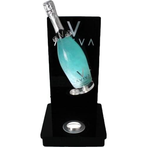 Led Sparkling Acrylic Bottle Glorifier Display Stand, Acrylic Gold Wine 360 Degree Rotating Display Rack