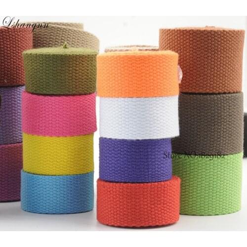 Lshangnn 25mm( 1") Canvas Backpack Belt Polyester Cotton Webbing Ribbon Bag Belt Strap Garments Crafts Accessories 40 Colours