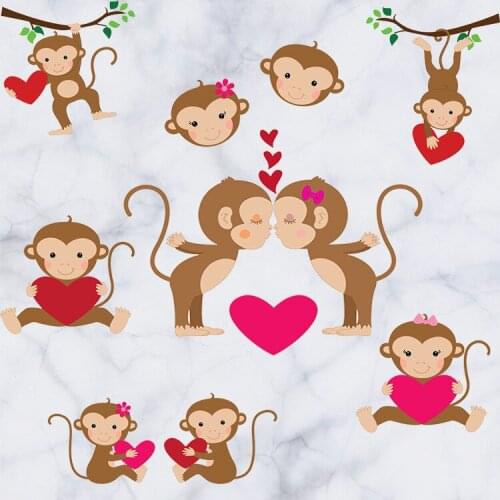 Love Cartoon Monkey Decoration Wall for Children Bedroom Wall Layout for Childrens Gifts