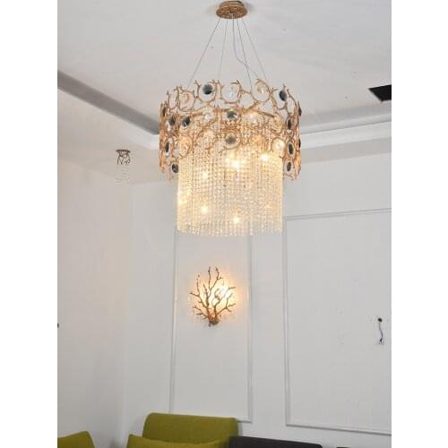 Copper branch gem chandelier personality atmosphere living room dining room lamp warm romantic bedroom lights