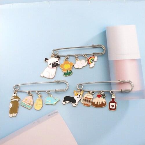 Cute Shiba lnu Lapel Pins Cartoon Animal Brooch Women Hat Pin Men 's Jackets Backpack Badge Enamel Metal Brooches Wholesale