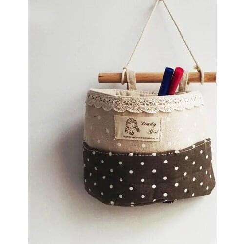 Multi-layer lace, cotton, linen, thickened, miscellaneous bag, fabric storage bag, wall-mounted bag, wall-mounted storage bag, s