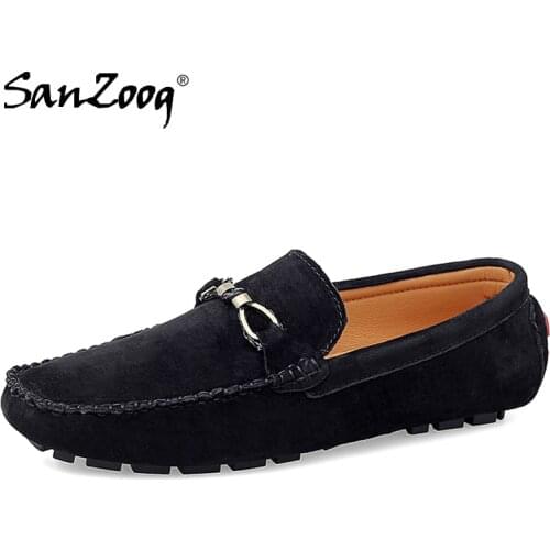 Autumn Men Casual Suede Loafers Mocasines Hombre Leather Shoes Moccasins Slip On 2020 Black Chaussures Homme Cuir Winter Loafer