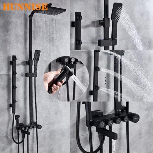 Bathroom Shower Set, Rainfall Spa Shower Head Multifunction Chest Spray Shower System of Brass Bathroom Faucet Hot Cold Shower