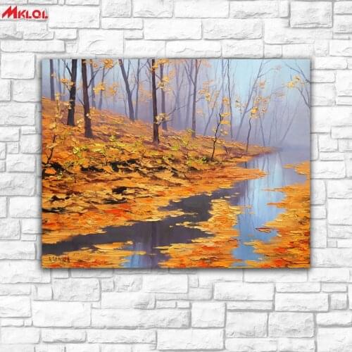 Wall Art Autumn stream Scenery painting Painting For Living Room Home Decoration Oil Painting On Canvas Wall Painting no fram