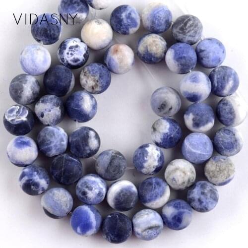 Natural Stone Matte New Blue Sodalite Round Beads For Jewelry Making 4-12mm Spacer Beads Diy Bracelets Necklaces 15'' Wholesale