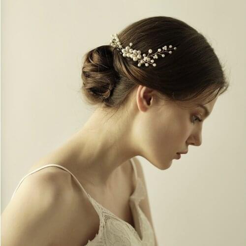 Romantic Sweetheart Bridal Headdress Pearls Rhinestone Hair Comb for Wedding Perform Travel Photo Prop O830