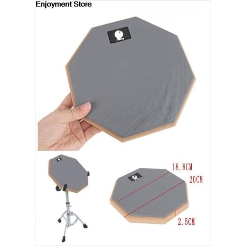 New Portable Rubber Wooden Dumb Drum Practice Training Drum Pad Music Instruments with Drum Sticks 18.8cm x 2.5cm