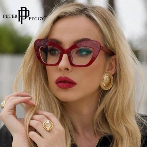 Cat Eye Transparent Glasses Women Gradient Leopard Big Frame Optical Fashion Computer Prescription Eyeglasses Vintage Glasses
