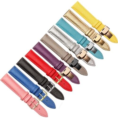 PEIYI Genuine leather watchband 16 18 20 22mm purple red bracelet For womens fashion Cow Leather watch chain Quick release