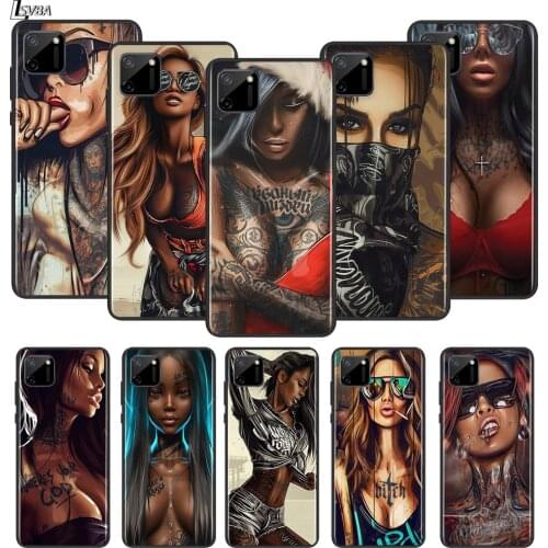 Sexy Glaze Black Girl For OPPO Realme 2 3 3i 5 5S 5i 6 6S 6i 7 7i Narzo 10 20 Pro Global Silicone Black Phone Case