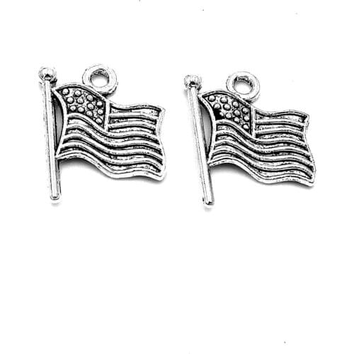 50pcs Flag of the United States charms pendant 12mm antique silver ornament accessories jewelry making craft base material