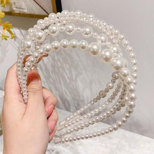 1Pcs Full Pearl Headbands for Women Hairbands Girls Vintage Retro Korea Hair Accessories Headwear Bow Wholesale Beauty Headdress