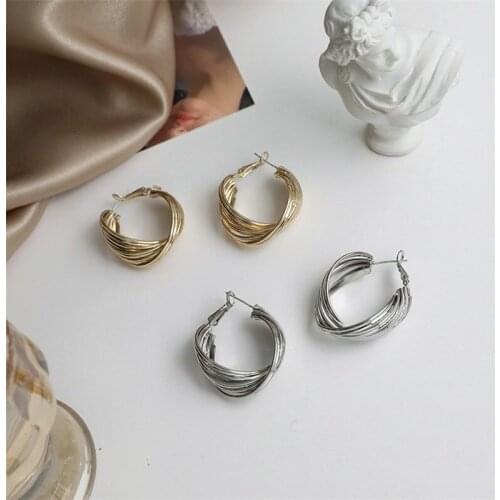 Origin Summer Unique Design Alloy Irregular Geometrical C Shape Hoop Earings for Women Minimalist Twisted Earings Jewellery