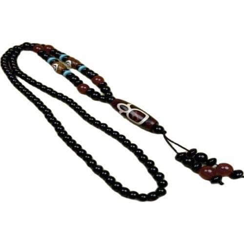 Early collection of Tibetan return agate God of wealth beads necklace natural agate retro pendant Buddha beads