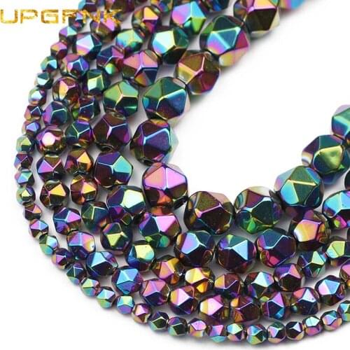 Multicolored Faceted Round Natural Stone Hematite Spacer Loose Beads For Jewelry Making Diy Bracelet Accessories 3/4/6/8/10MM
