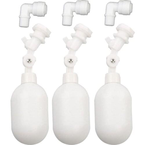 3Set/Pack 1/4" Adjustable Plastic Float Ball Valve Shut Off Automatic Feed Fill Fish Tank Water Filler Aquarium Reverse