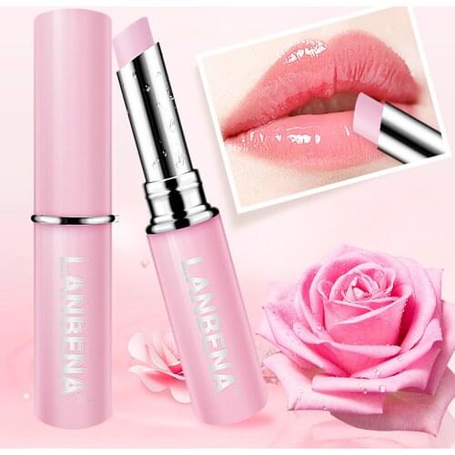 LANBENA Rose Lip Balm Lips Care Natural Extract Lipstick Fade Lines Nourishing Moisture Relieve Dryness Long Lasting Daily Use