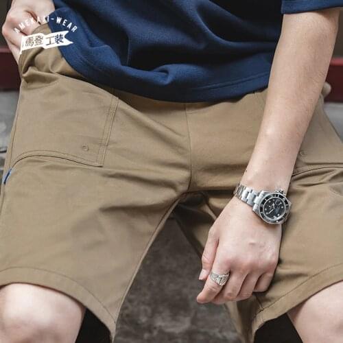 Maden Mens Shorts Summer Cargo Shorts Fashion Knee Length Drawstring Men Shorts Cotton Khaki Work Bermudas Masculina Plus Size