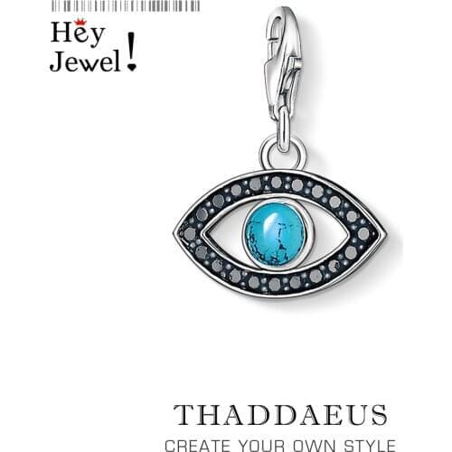 925 Sterling Silver Blue Turkey Eye Charm Pendants fit Bracelet New Fashion Vintage Lucky Gift Jewelry Accessories For Women Men