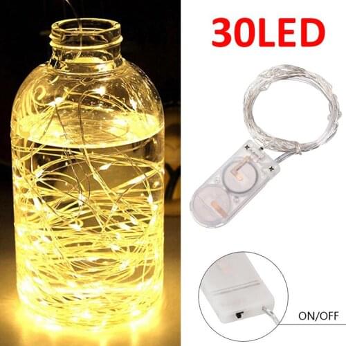 Copper Wire Fairy Light Garden Yard Festival Outdoor 30LED Button Battery Romantic Xmas Decor Landscape Lamp Solar Power