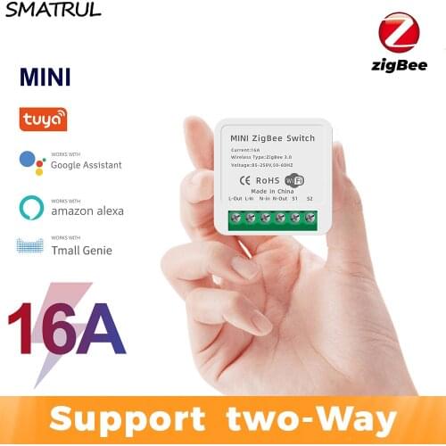 SMATRUL Tuya ZigBee 3.0 Smart Light Switch16A Mini Automation Module DIY Breaker Supports 2 Way Control For Alexa,Google Home