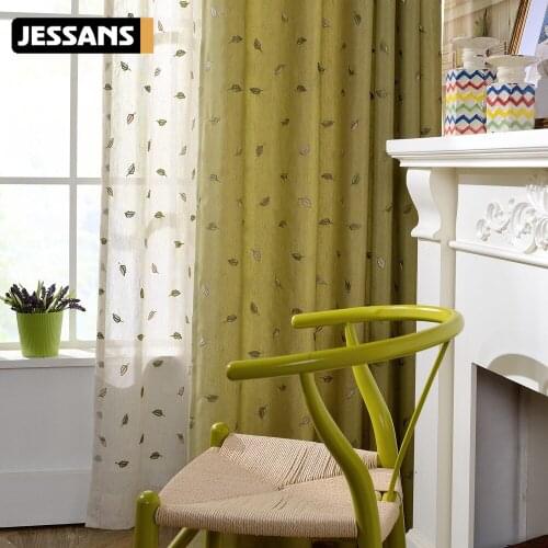 Modern Curtains for Living dining Room Bedroom Simple Cotton and Linen Embroidery Curtains Finished Product Customization