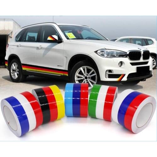 Car Styling Stickers Russia French Germany Italy Flag Colored Stripe Auto Body Decoration Sticker Decal Car Accessories Kit