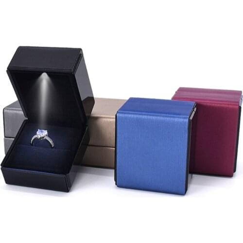 LED Lighted Earring Ring Gift Box Wedding Engagement Ring Jewelry Display Holder Case