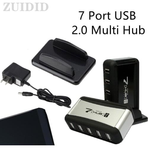 Universal Portable PC Laptop Phone 7 Port 480 Mbps Vertical USB 2.0 US/EU Plug Power Adapter Charging HUB