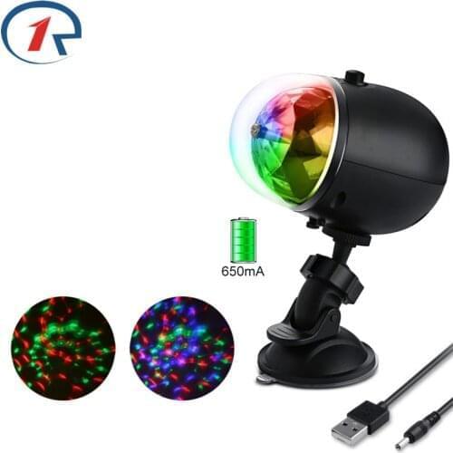 ZjRight Waterproof USB Built-in battery Rotating RGB disco ball stage light birthday party X'mas light bar car bicycle led lamp