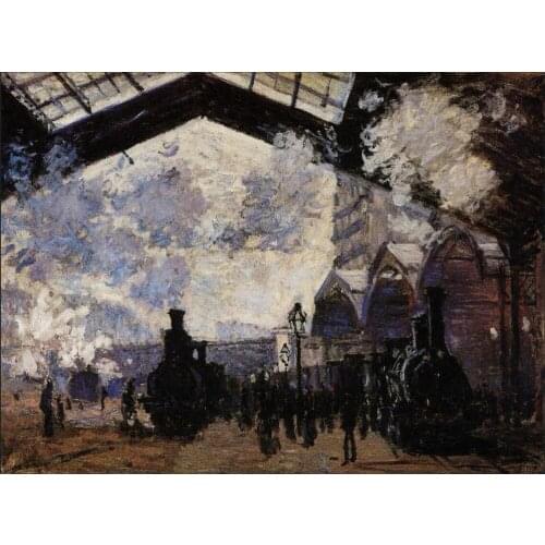 High quality Oil painting Canvas Reproductions Saint-Lazare Station, Exterior View (1877) By Claude Monet Painting hand painted