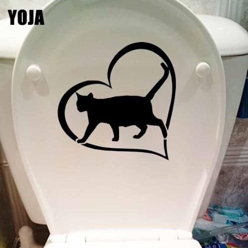 YOJA 18.8X18.8CM Cat Heart Wall Sticker Animal Love Pet Home Bedroom Toilet Decal T5-0010
