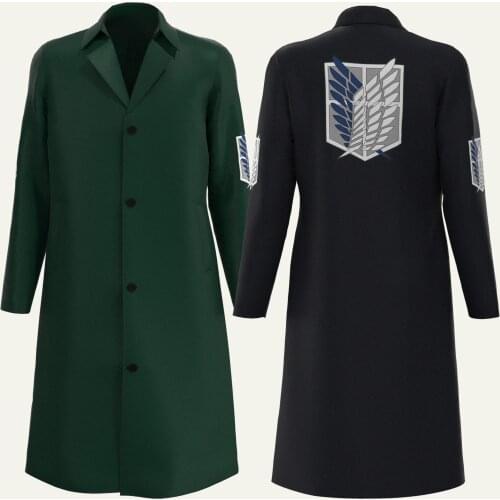 Hot Attack on Titan Black Cloak Investigation Corps Long Coat Cosplay Costume Adult Shingeki no Kyojin Levi Rivaille Jacket New