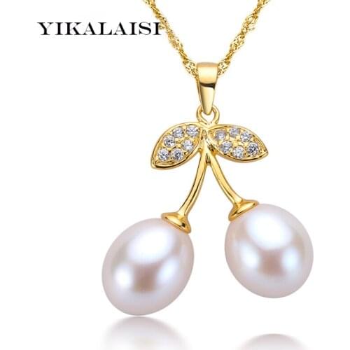 YIKALAISI 2017 100% Natural pearl pendant necklace for women white pearl pendant silver jewelry Best gift top quality for women