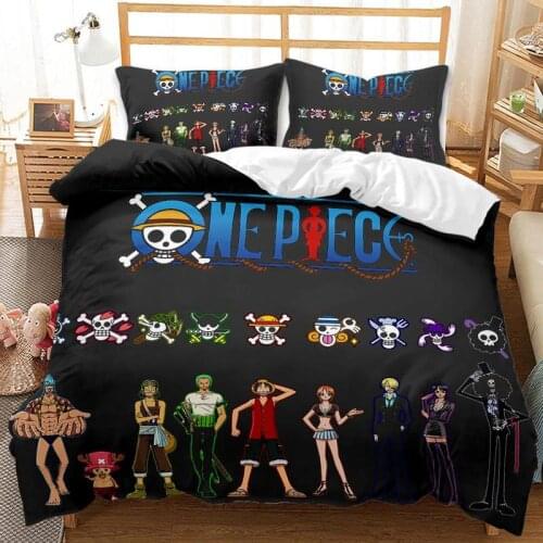 One Piece Luffy Duvet Cover 2/3 Piece Set Boy Childrens Bedroom Queen Bedding Cute Japanese Anime Character Duvet Cover New